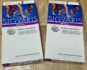 2 Pr New Sigvaris 860 Series Calf Compression Socks 30-40mmHG Large Short (L1)